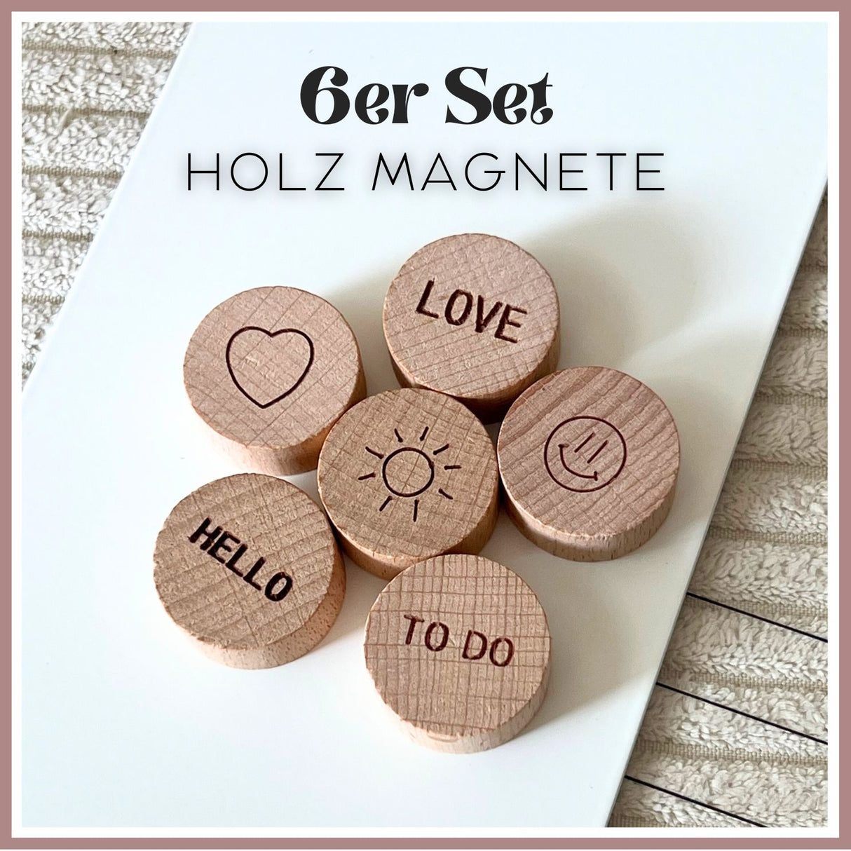 Set of 6 wooden magnets