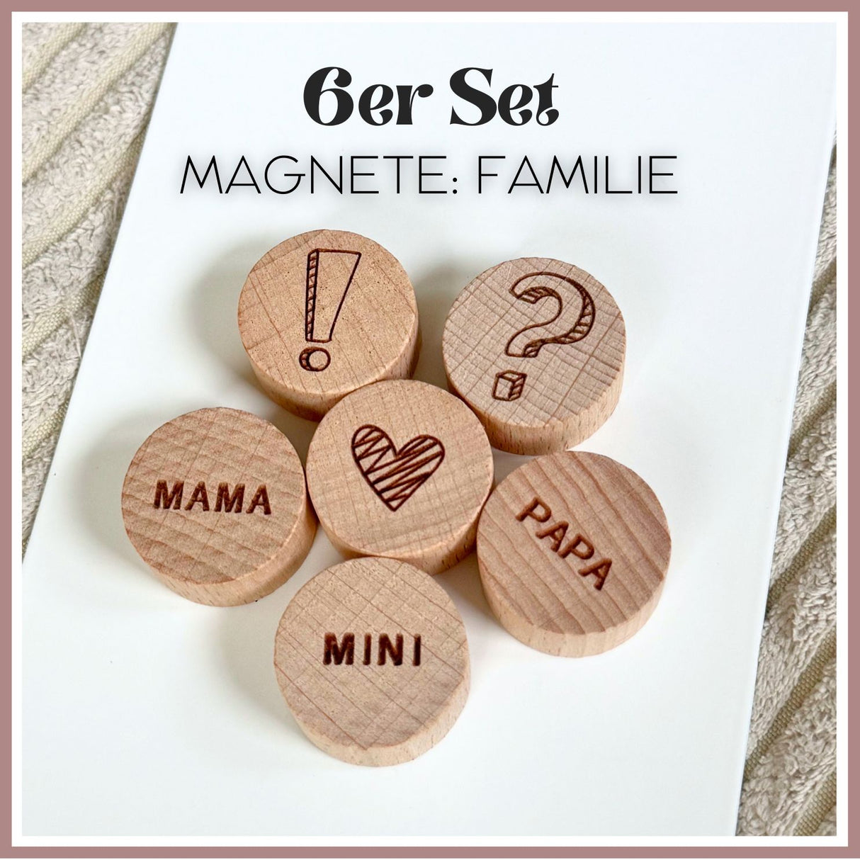 Set of 6 wooden magnets