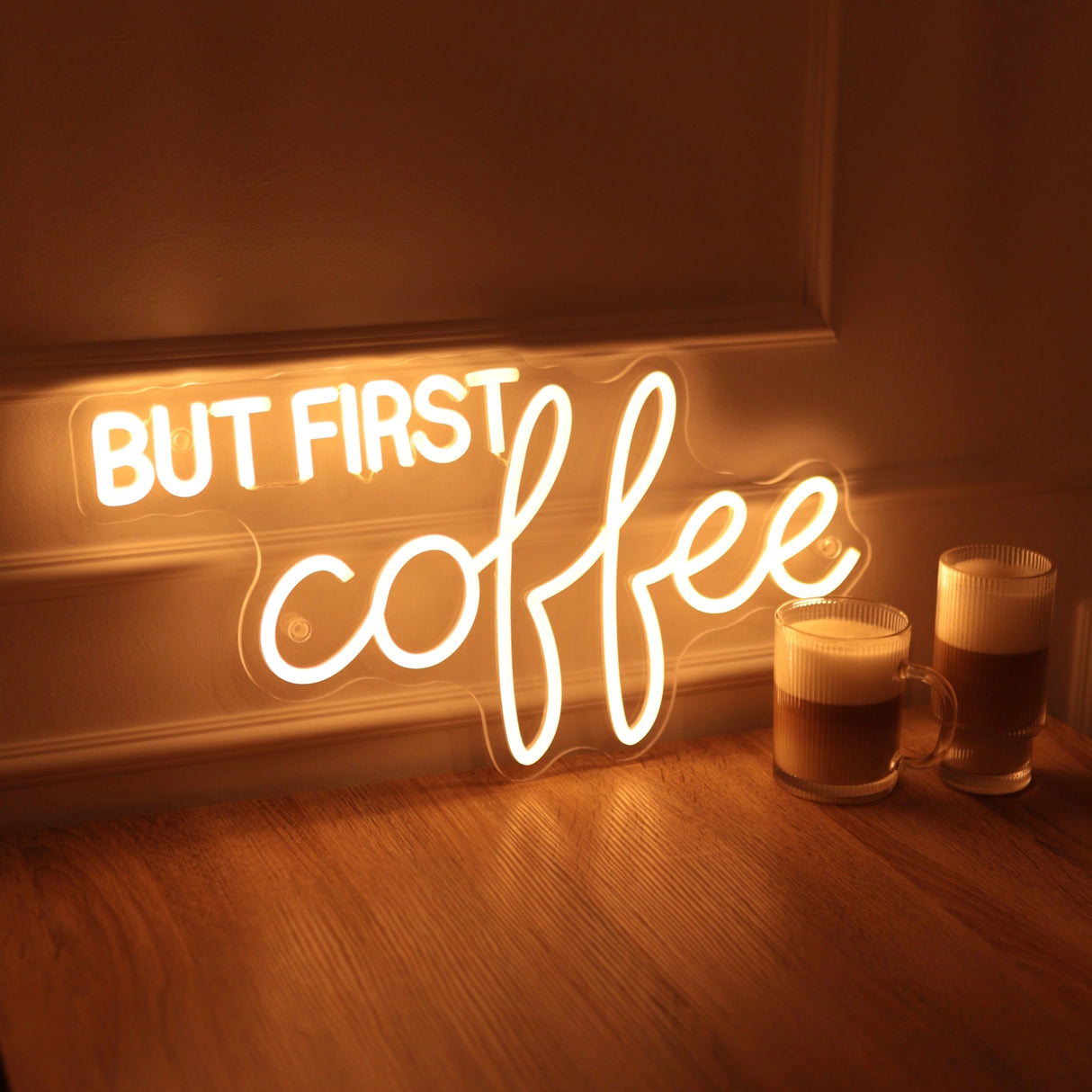 "But first Coffee" - LED Schriftzug