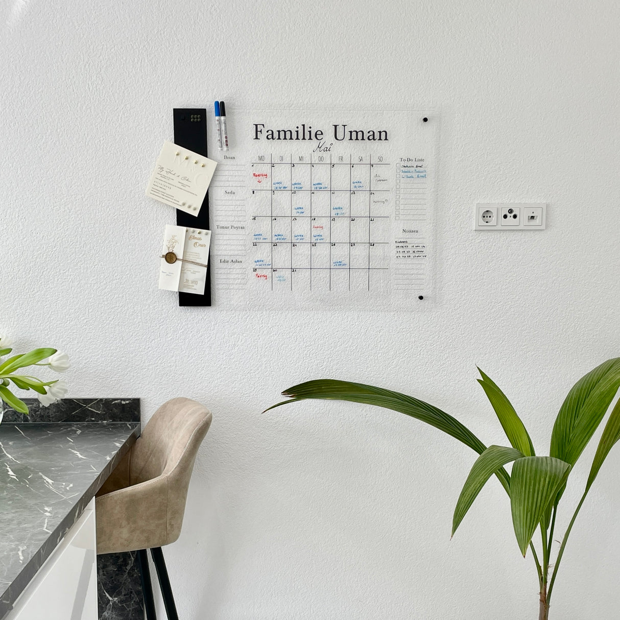 4 Person Family Planner with Magnetic Board